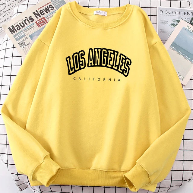 Los Angeles California City Sweatshirt for Loose Oversized Clothing Personality Soft Letter Print Hoodies Woman