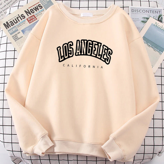 Los Angeles California City Sweatshirt for Loose Oversized Clothing Personality Soft Letter Print Hoodies Woman