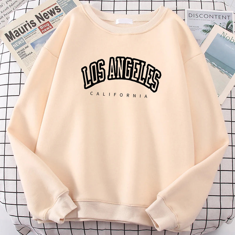 Los Angeles California City Sweatshirt for Loose Oversized Clothing Personality Soft Letter Print Hoodies Woman