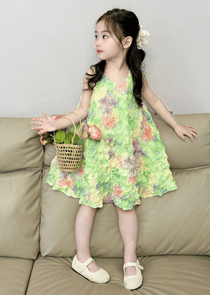 Green Print Long Dress Sleeveless Ew025