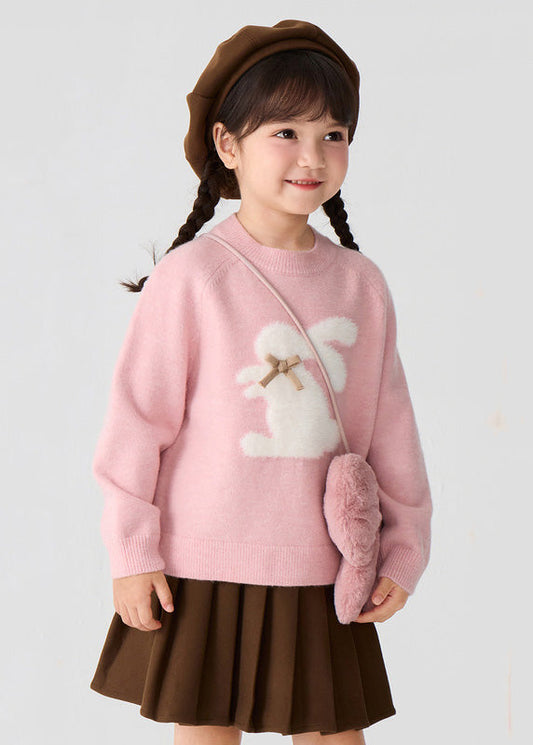 Pink Animal Print Cotton Knit Sweater Spring Tp033