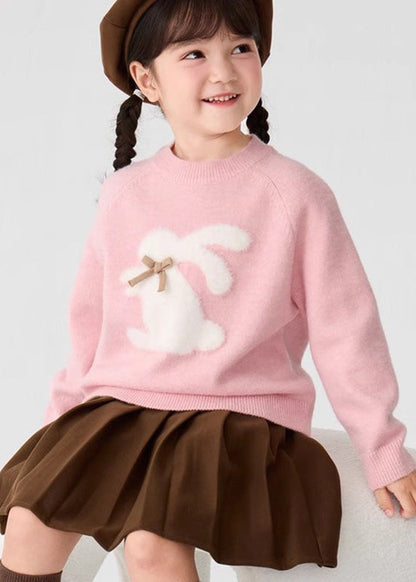 Pink Animal Print Cotton Knit Sweater Spring Tp033