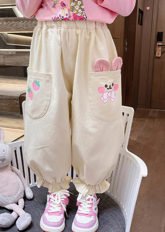 Pink Pockets Patchwork Kids Lantern Pants Spring Tv001