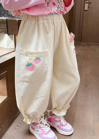 Pink Pockets Patchwork Kids Lantern Pants Spring Tv001