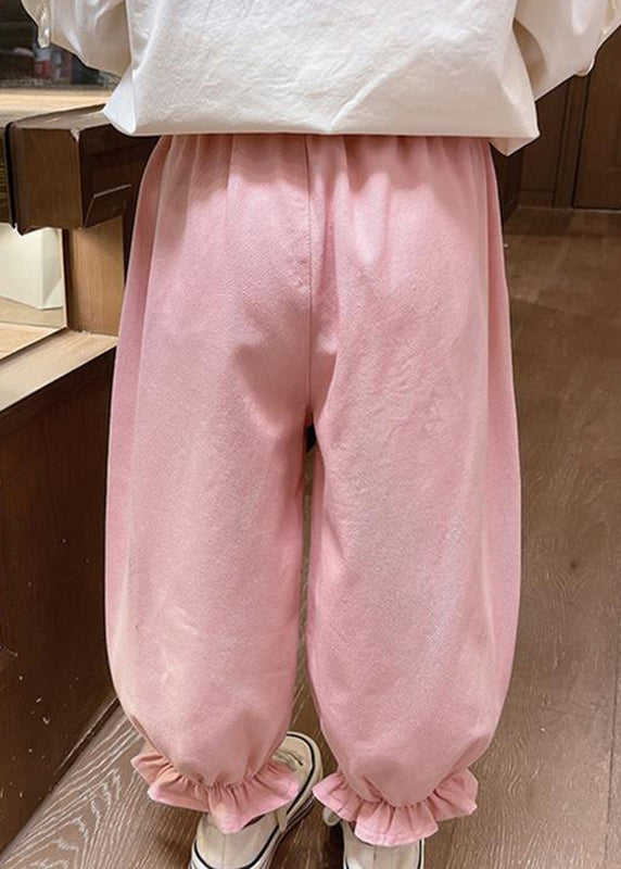 Pink Pockets Patchwork Kids Lantern Pants Spring Tv001