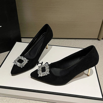 High Pointed Toe Designer Stiletto Trend New Suede Shoes Low Heel Pumps
