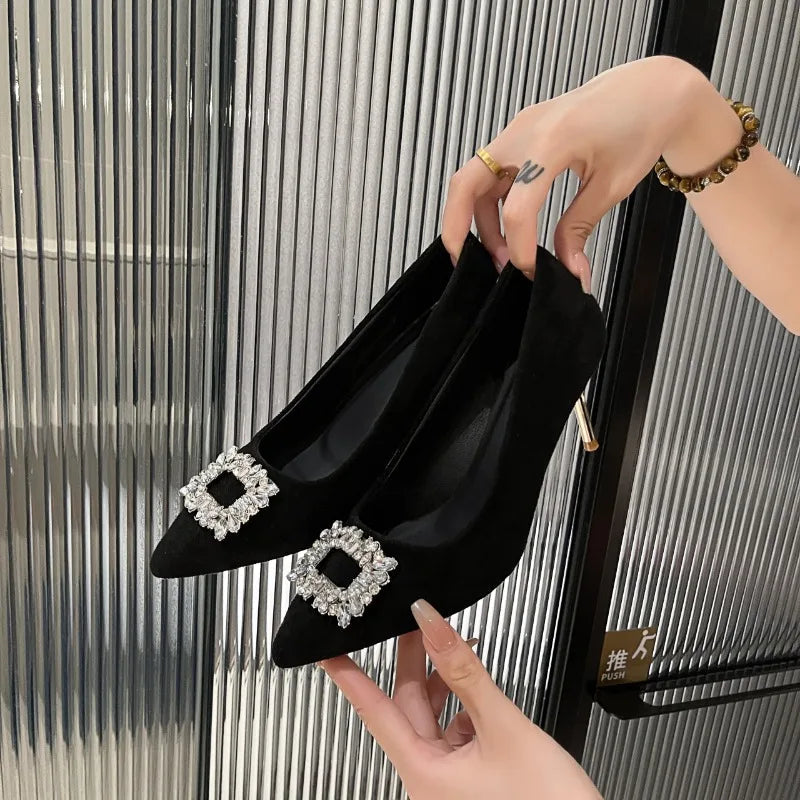 High Pointed Toe Designer Stiletto Trend New Suede Shoes Low Heel Pumps