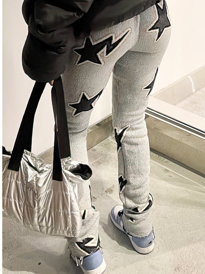 Mid Waist Star Decor Pants At8043