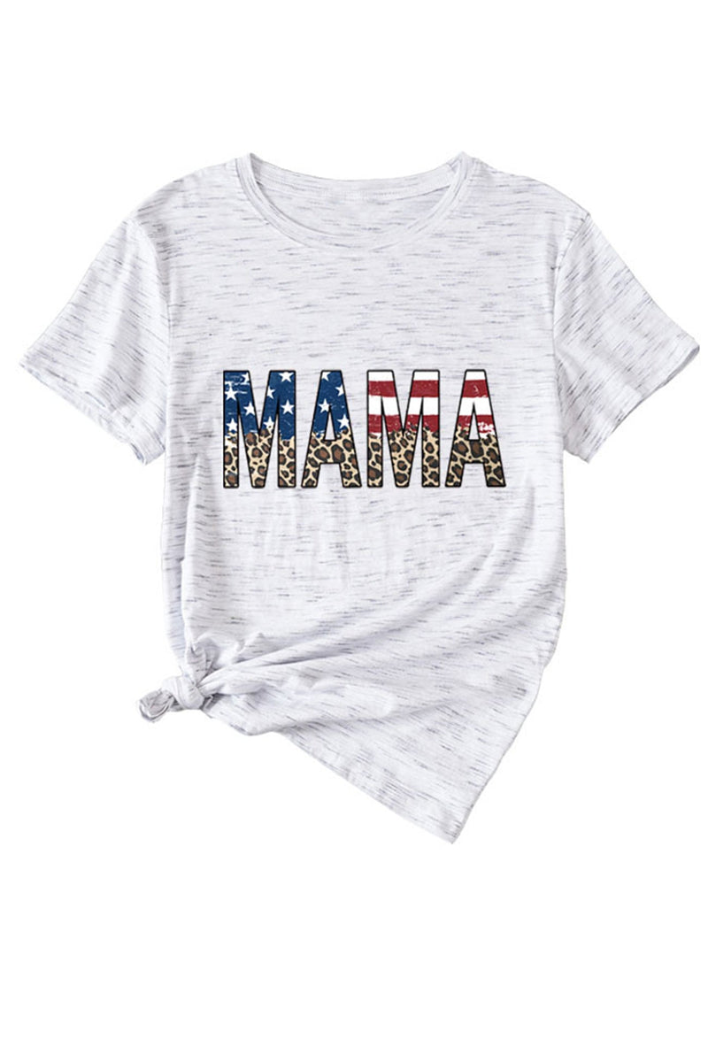 Mama Flag Leopard Print T-shirt