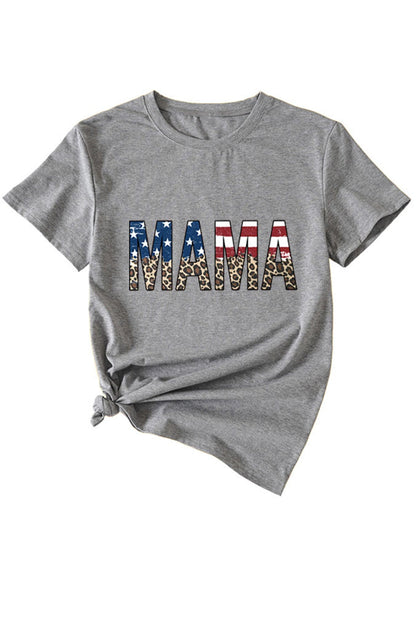 Mama Flag Leopard Print T-shirt