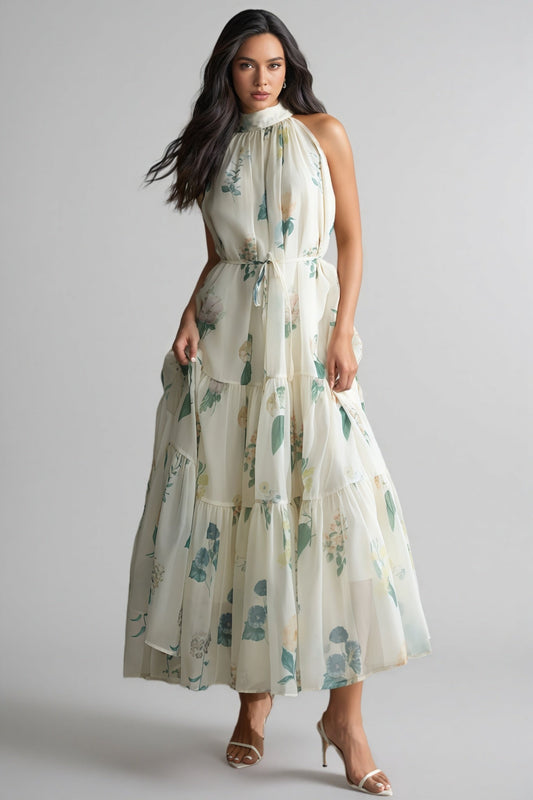 Mikin Print Halter Maxi Dress