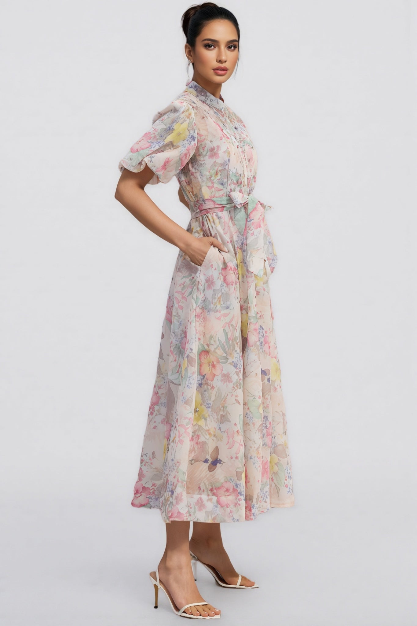 Kynllt Print Puff Sleeve Maxi Dress
