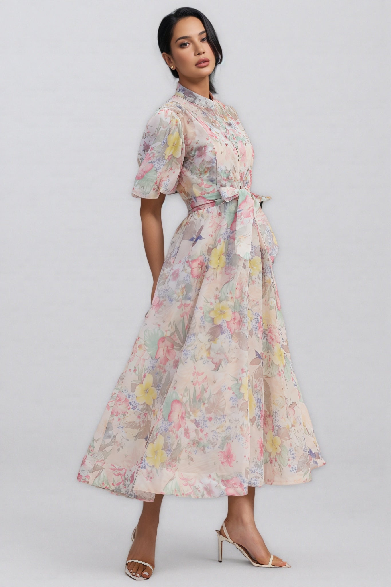Kynllt Print Puff Sleeve Maxi Dress