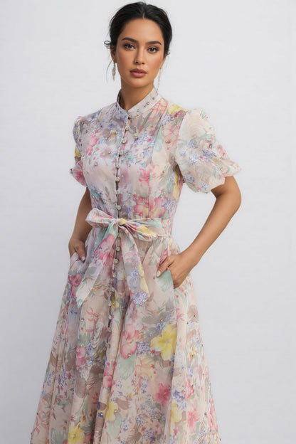 Kynllt Print Puff Sleeve Maxi Dress