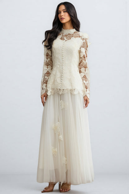 Inina Butterfly Embroidered Lace Maxi Dress Set