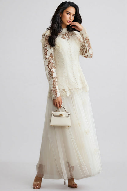Inina Butterfly Embroidered Lace Maxi Dress Set