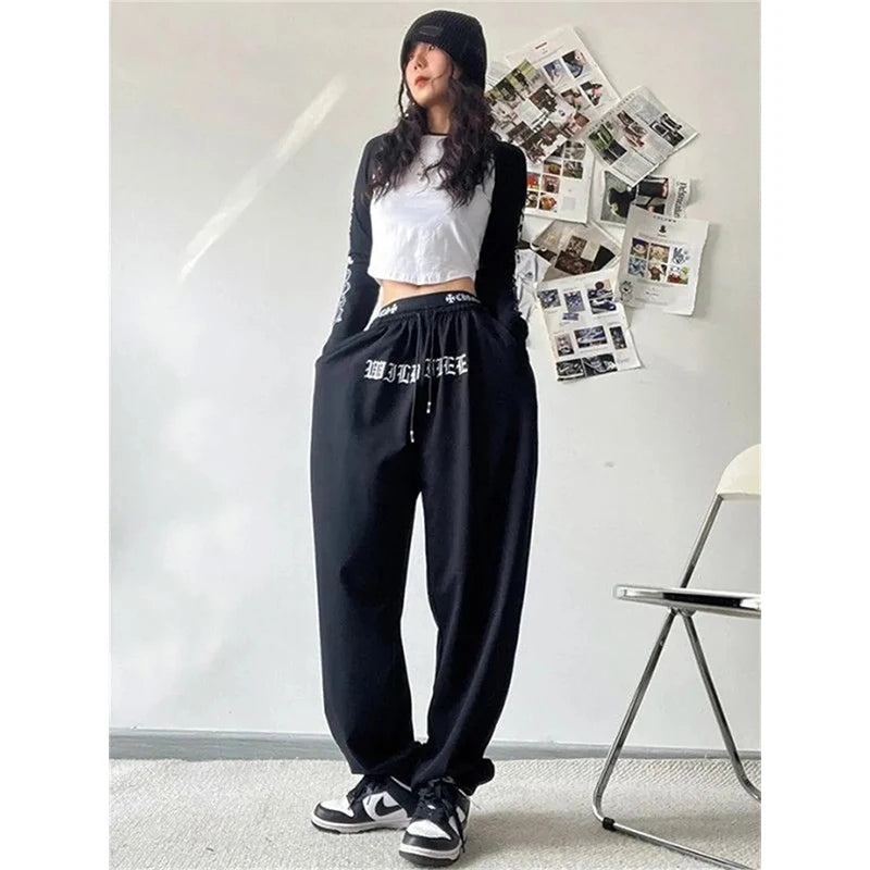 Oversized Y2k Wide Leg Letter Print Sweatpants