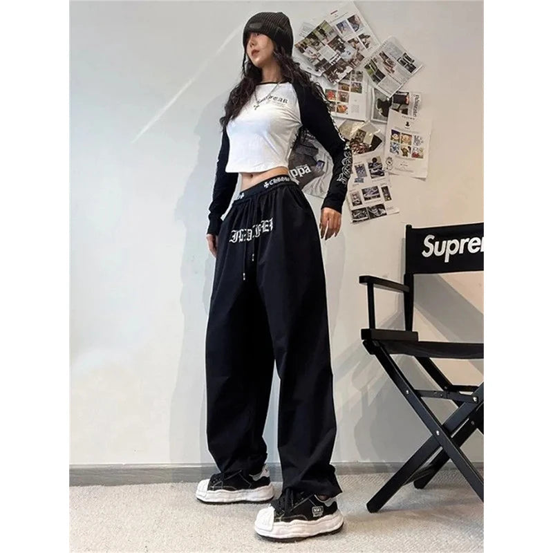 Oversized Y2k Wide Leg Letter Print Sweatpants