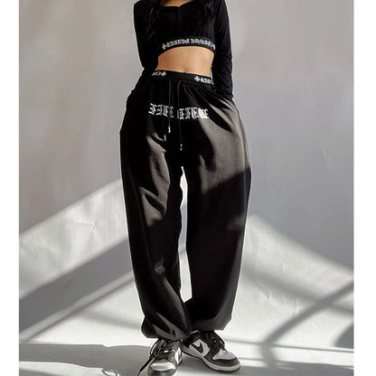 Oversized Y2k Wide Leg Letter Print Sweatpants