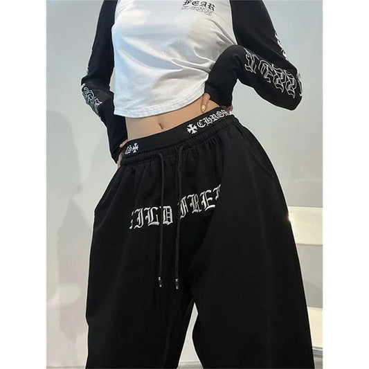Oversized Y2k Wide Leg Letter Print Sweatpants