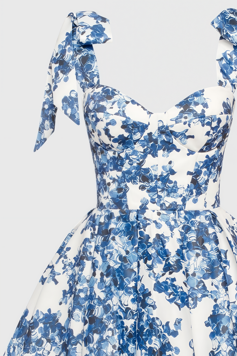 Jacetk Blue Hydrangea Mini Dress