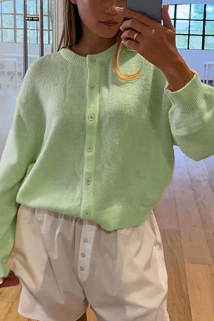 Macarons Color Button-up Short Cardigan