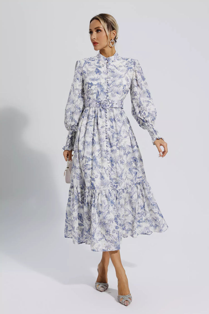 Madilynn Blue Long Sleeve Maxi Dress