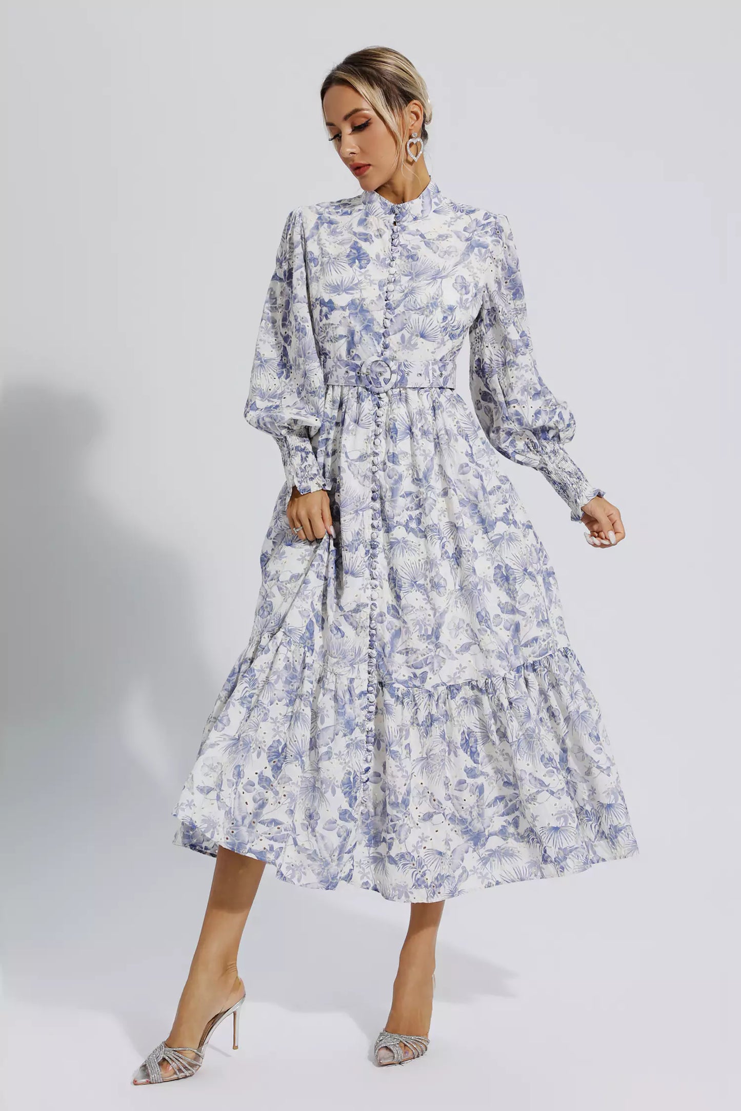 Madilynn Blue Long Sleeve Maxi Dress