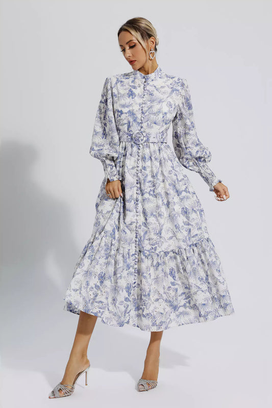 Madilynn Blue Long Sleeve Maxi Dress