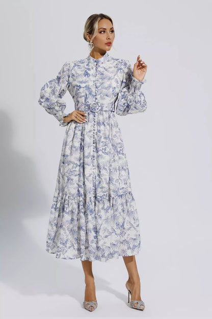 Madilynn Blue Long Sleeve Maxi Dress