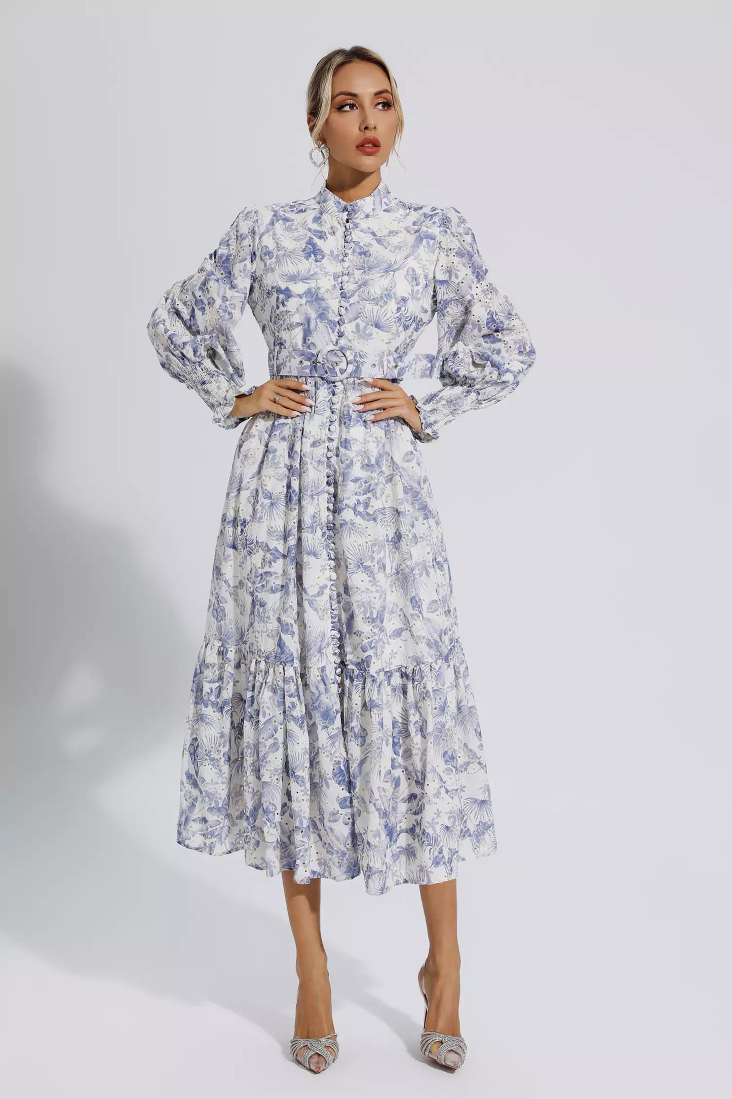 Madilynn Blue Long Sleeve Maxi Dress