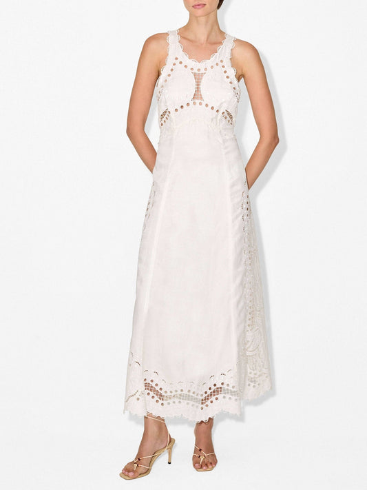 Cut-out Embroidery Maxi Dress