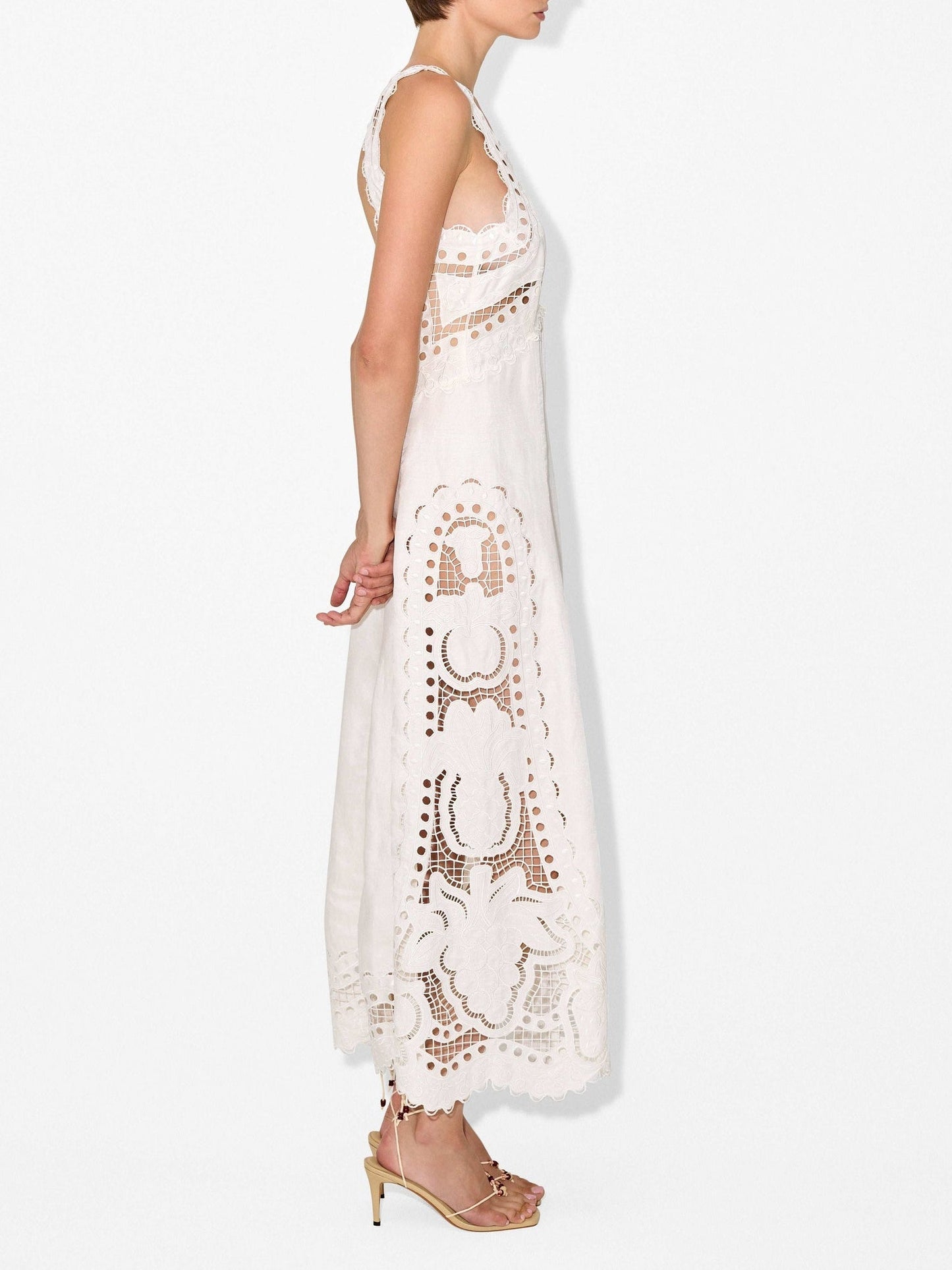 Cut-out Embroidery Maxi Dress