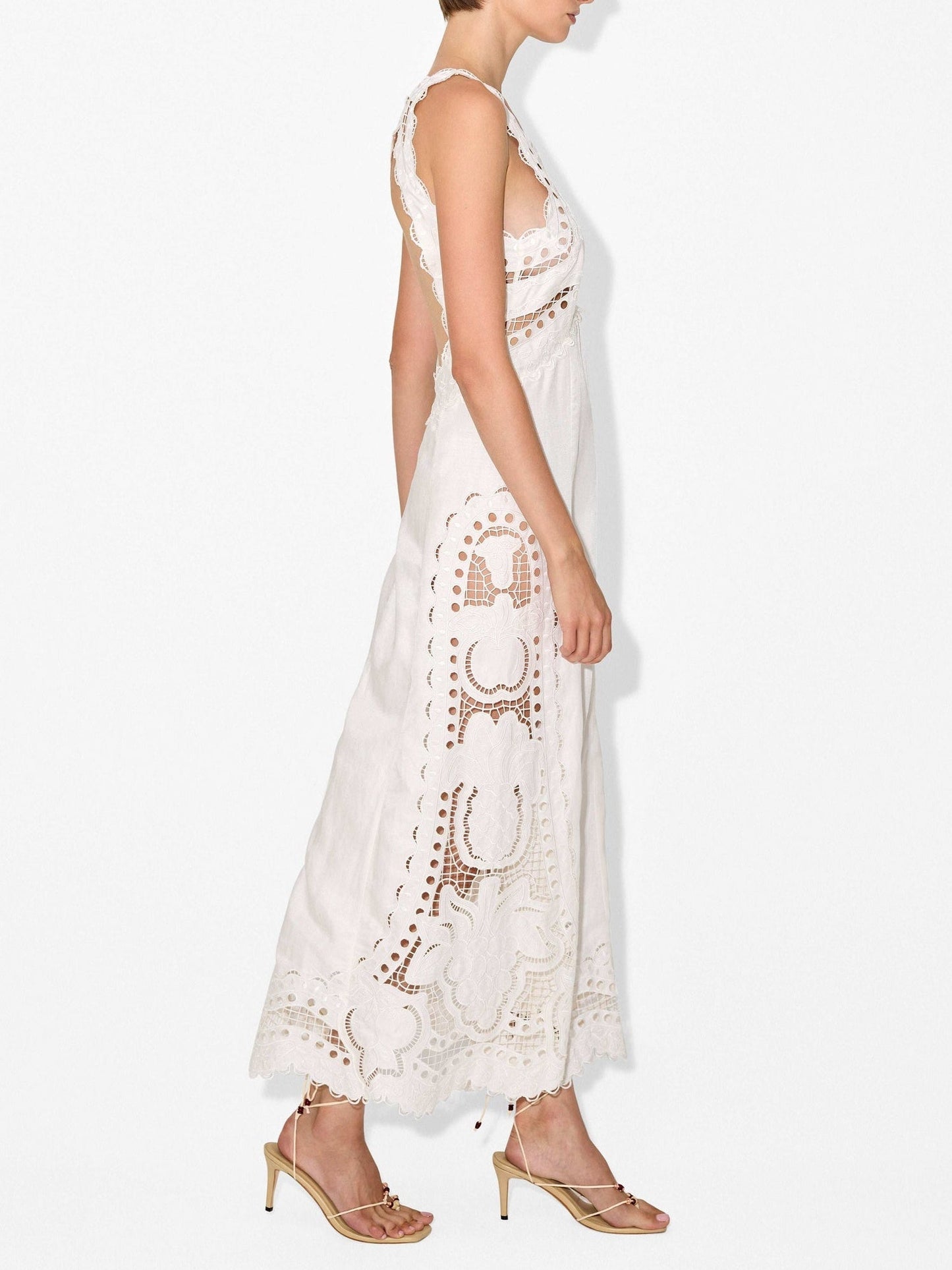 Cut-out Embroidery Maxi Dress
