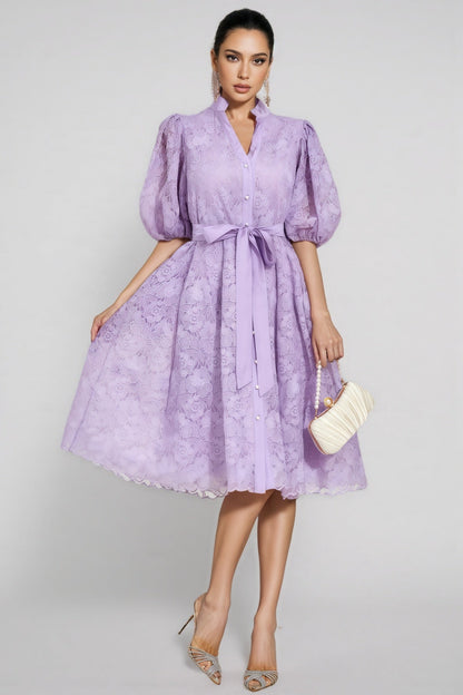 Melanie Purple Lace Midi Dress