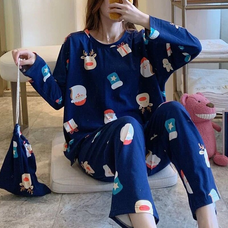 Merry Christmas Pajamas Set Matching Set Full Sleeve Tops+pants 2 Pieces