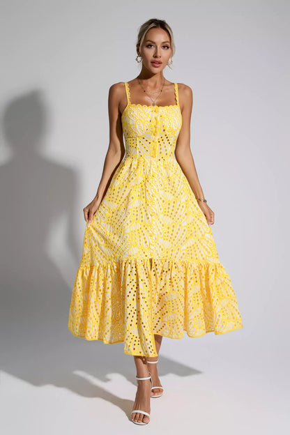 Michelle Printed Maxi Dress-yellow