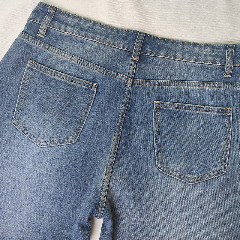 Mid-waist Jeans Retro Denim Wide-leg Pants Loose Street Trousers Washed Mother's Pants