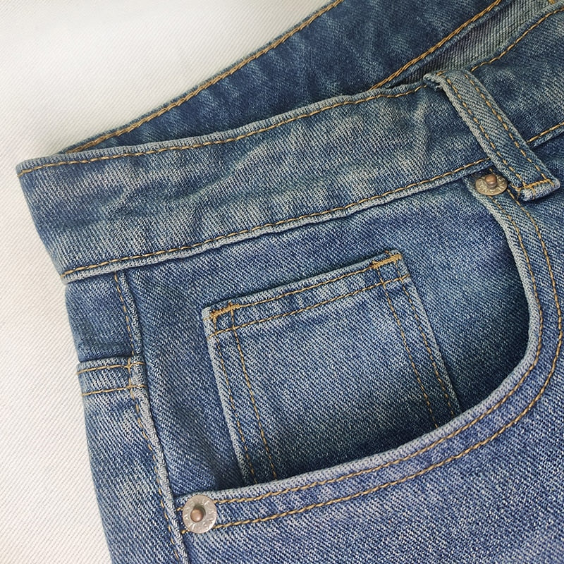 Mid-waist Jeans Retro Denim Wide-leg Pants Loose Street Trousers Washed Mother's Pants