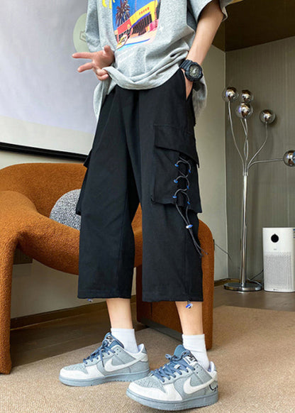Modern Apricot Patchwork Drawstring High Waist Crop Pants Summer Yt026