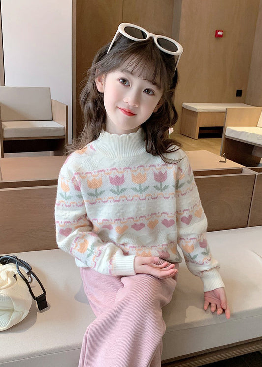 Modern Beige Ruffled Patchwork Cotton Knit Sweater Spring Tp039
