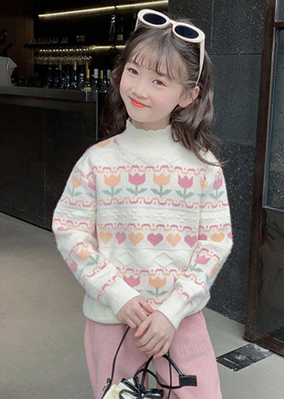Modern Beige Ruffled Patchwork Cotton Knit Sweater Spring Tp039