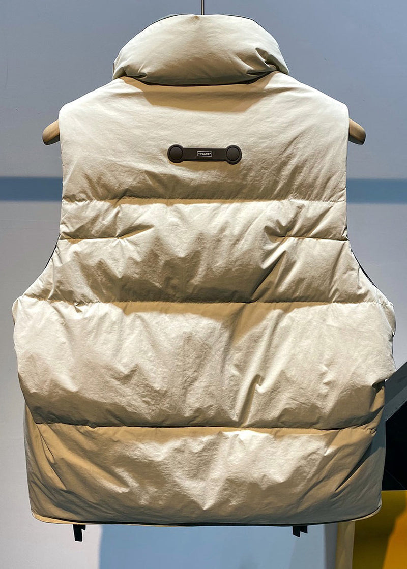 Modern Beige Zip Up Pockets Duck Down Waistcoat Sleeveless Eq042