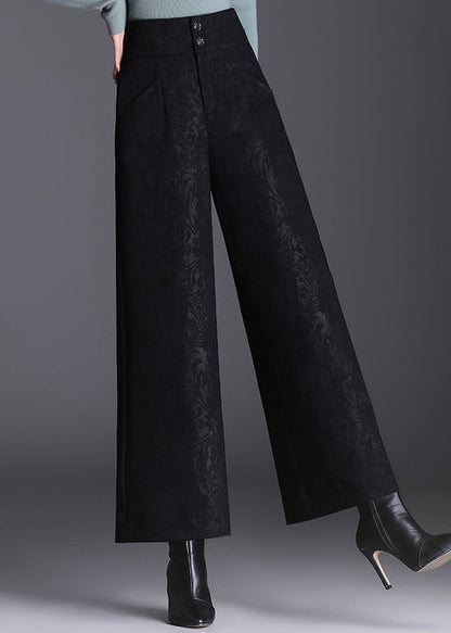 Modern Black Pockets Print High Waist Crop Pants Spring Rz005