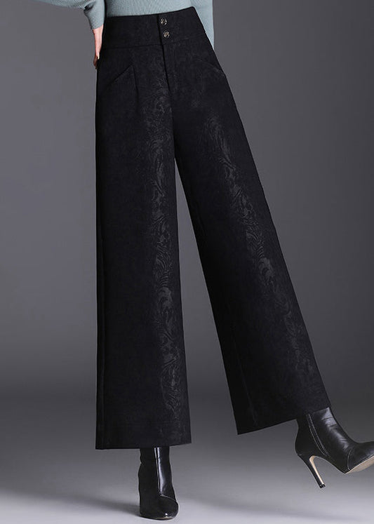 Modern Black Pockets Print High Waist Crop Pants Spring Rz005