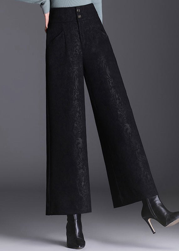 Modern Black Pockets Print High Waist Crop Pants Spring Rz005