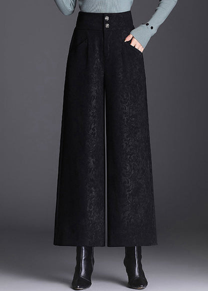 Modern Black Pockets Print High Waist Crop Pants Spring Rz005