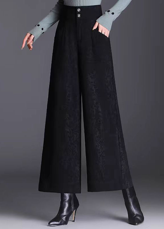 Modern Black Pockets Print High Waist Crop Pants Spring Rz005