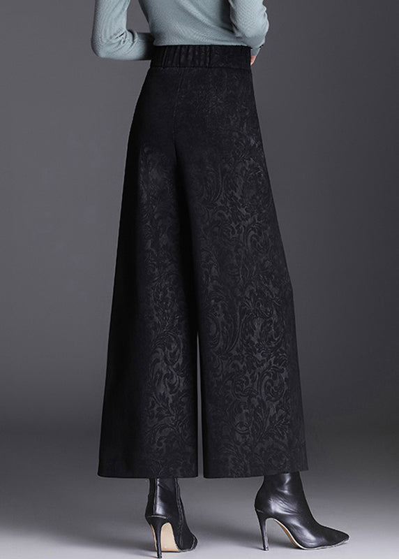 Modern Black Pockets Print High Waist Crop Pants Spring Rz005