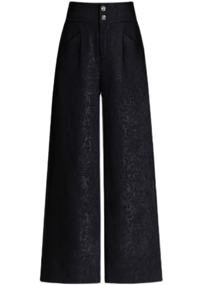 Modern Black Pockets Print High Waist Crop Pants Spring Rz005